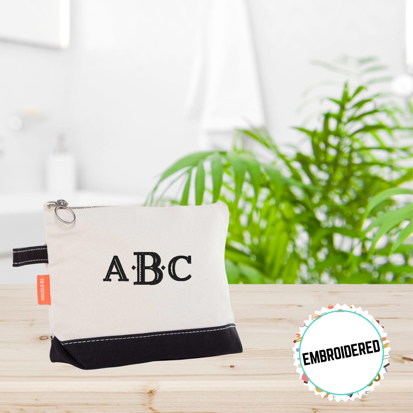 Embroidered Monogrammed Cosmetic Makeup Bag