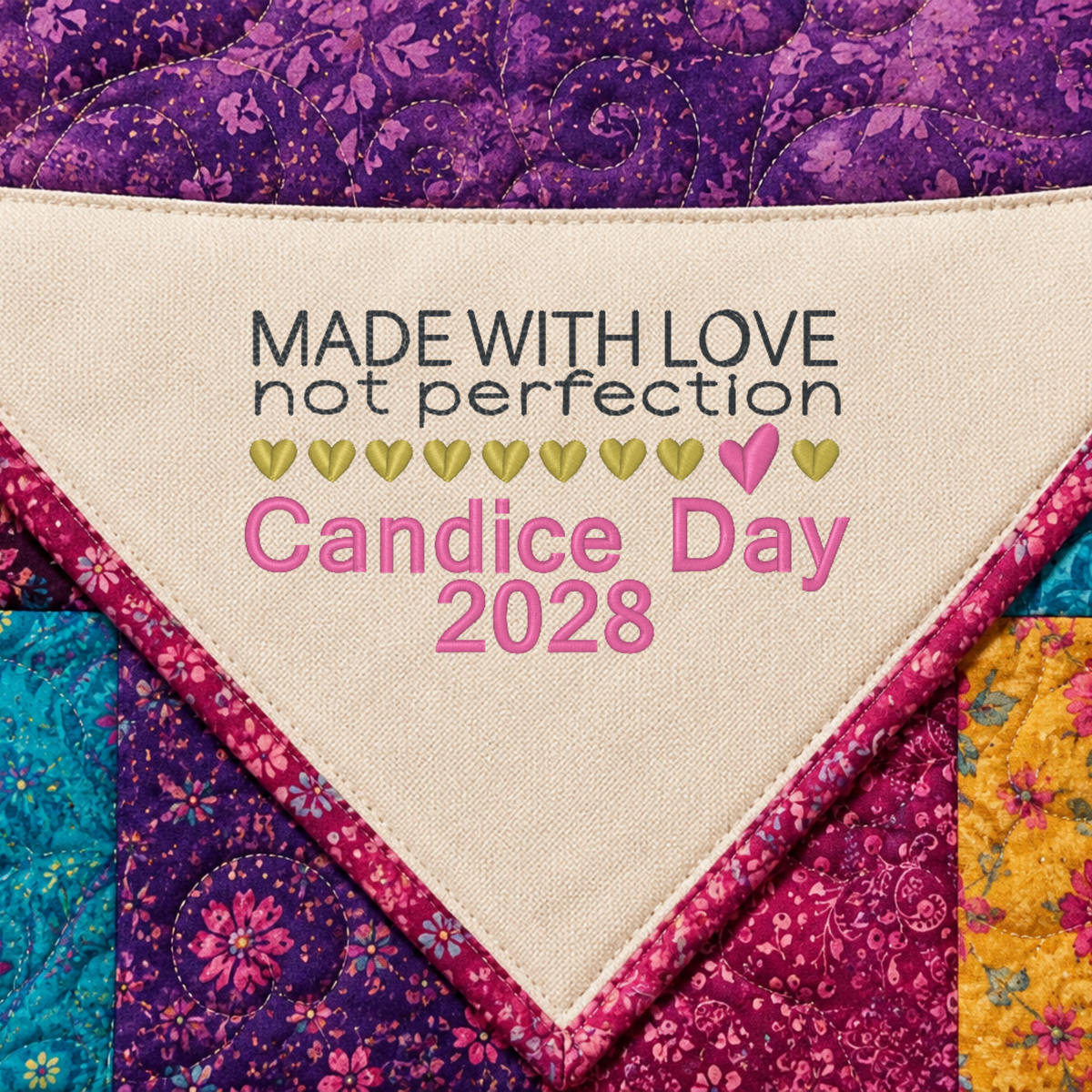 Personalized Embroidered Corner Quilt Label - Choose Your Design