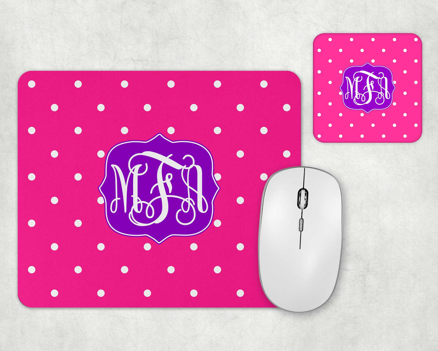 Polka Dot Mousepad and Coaster Set