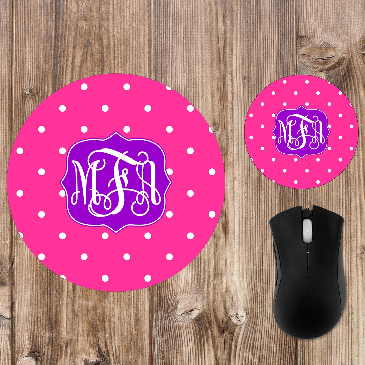 Polka Dot Mousepad and Coaster Set