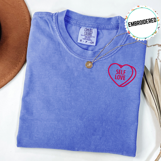Candy Heart Embroidered Sweatshirt - Comfort Colors