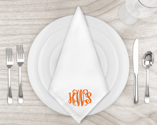 Monogrammed Embroidered Dinner Napkins - Personalized Elegance for Every Meal