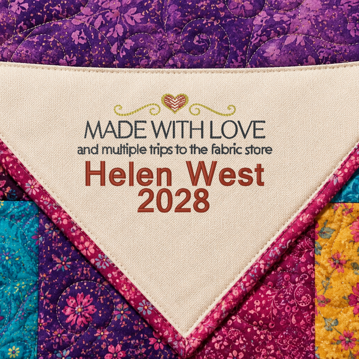 Personalized Embroidered Corner Quilt Label - Choose Your Design