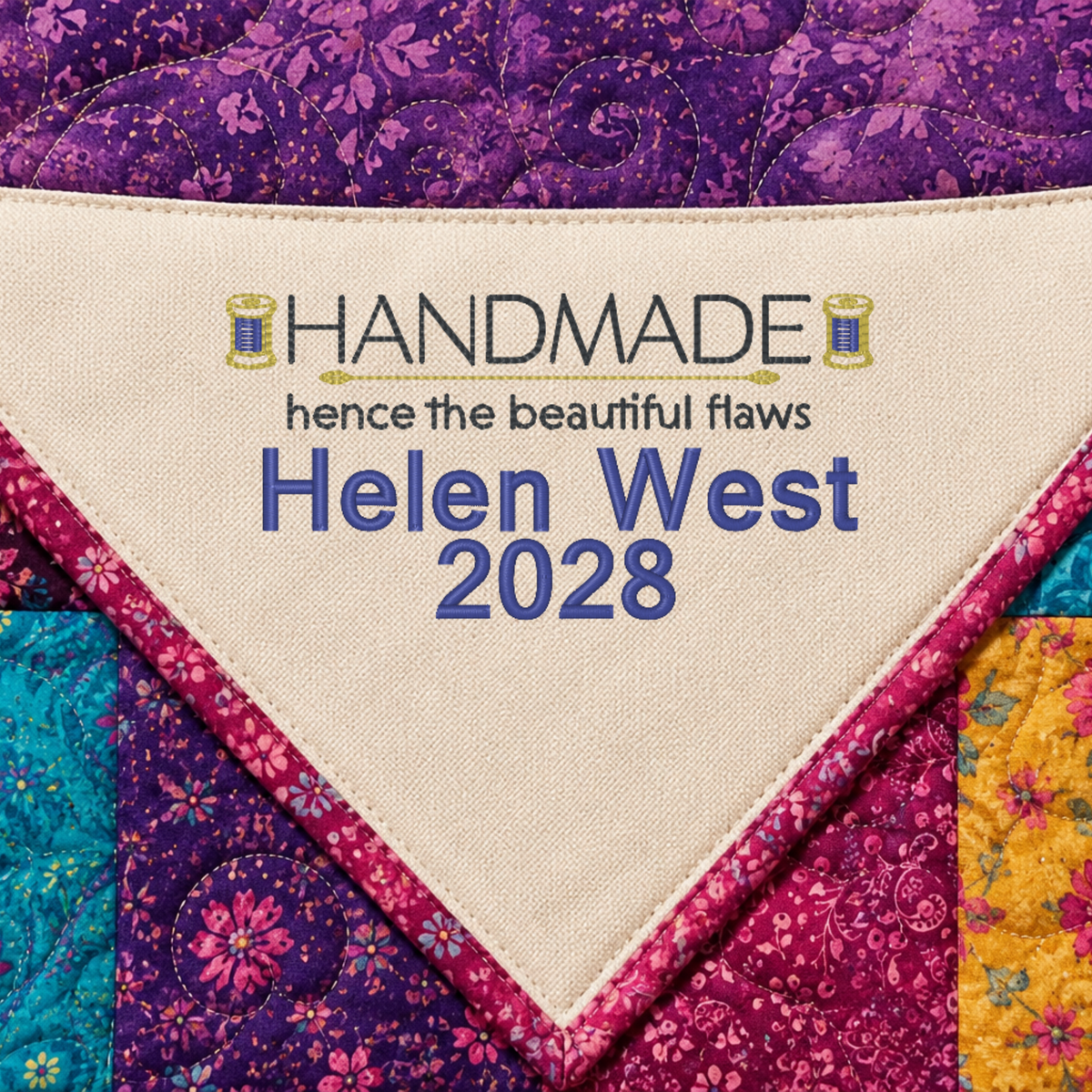 Personalized Embroidered Corner Quilt Label - Choose Your Design