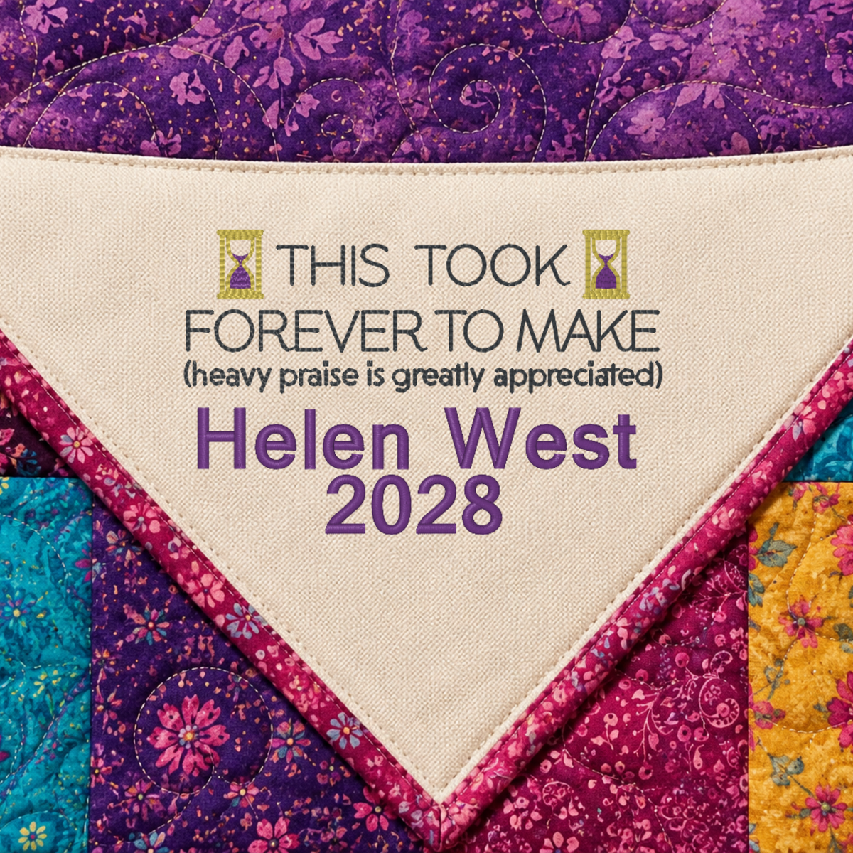 Personalized Embroidered Corner Quilt Label - Choose Your Design