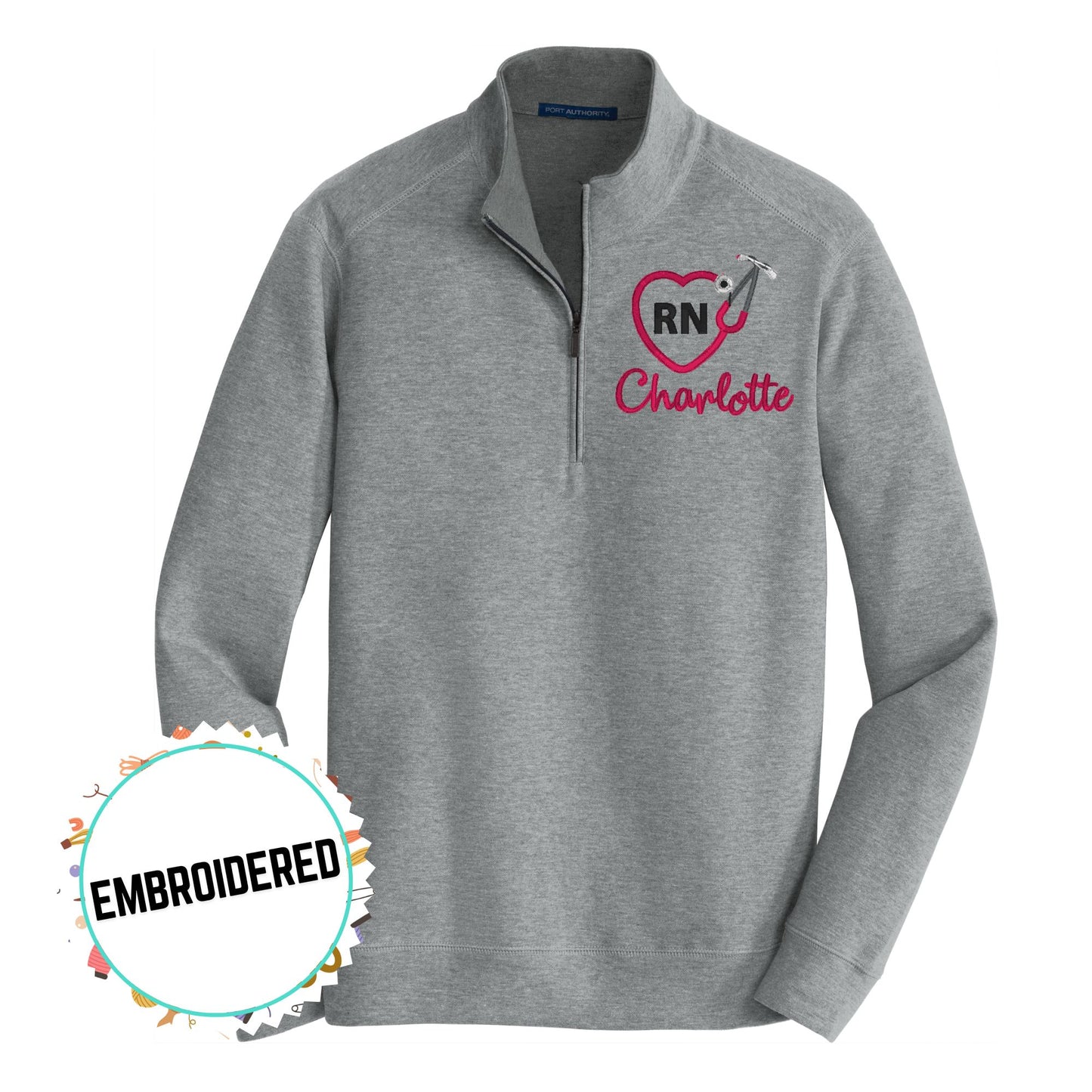 Nurse Stethoscope Personalized Embroidered Zip Sweatshirt or Jacket