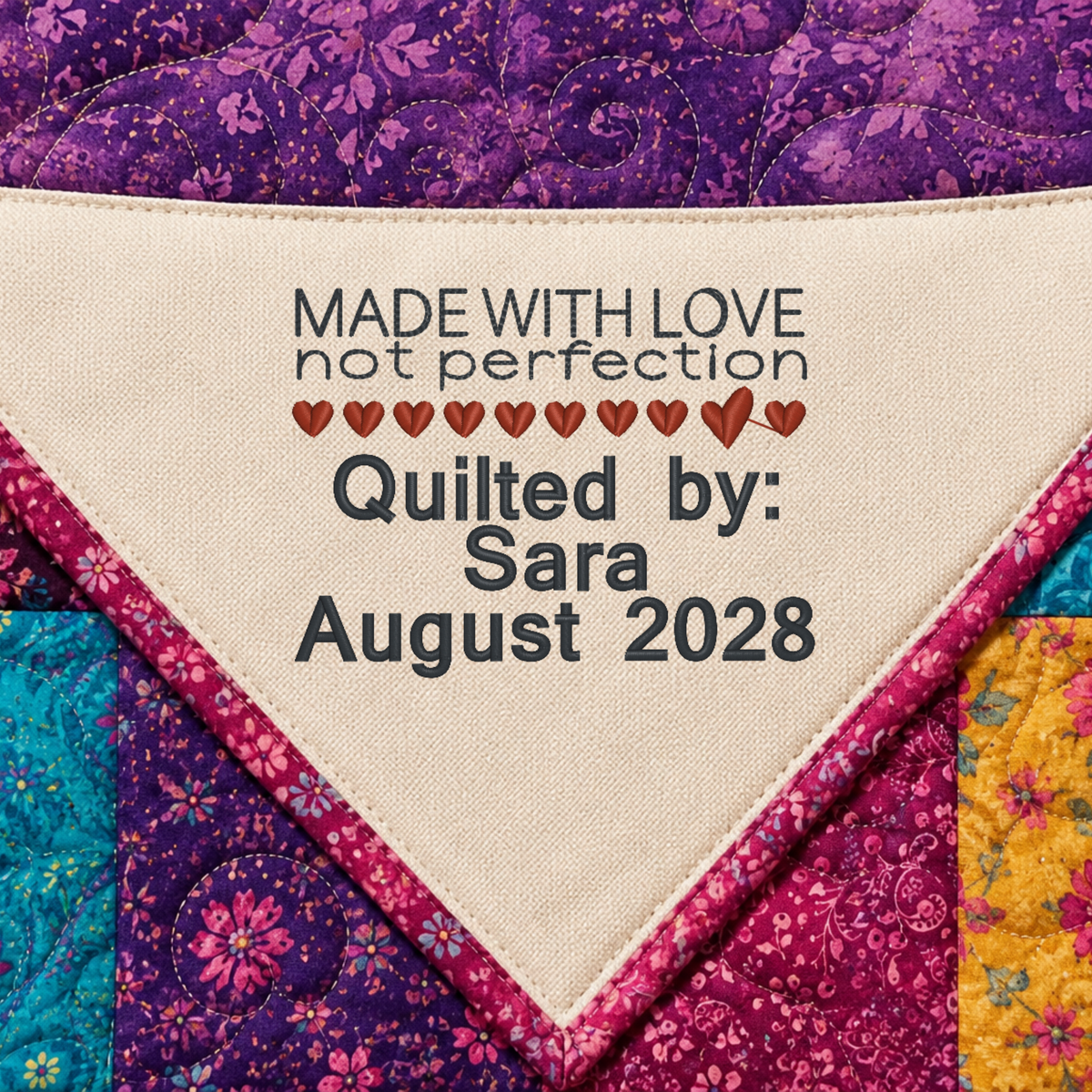 Personalized Embroidered Corner Quilt Label - Choose Your Design
