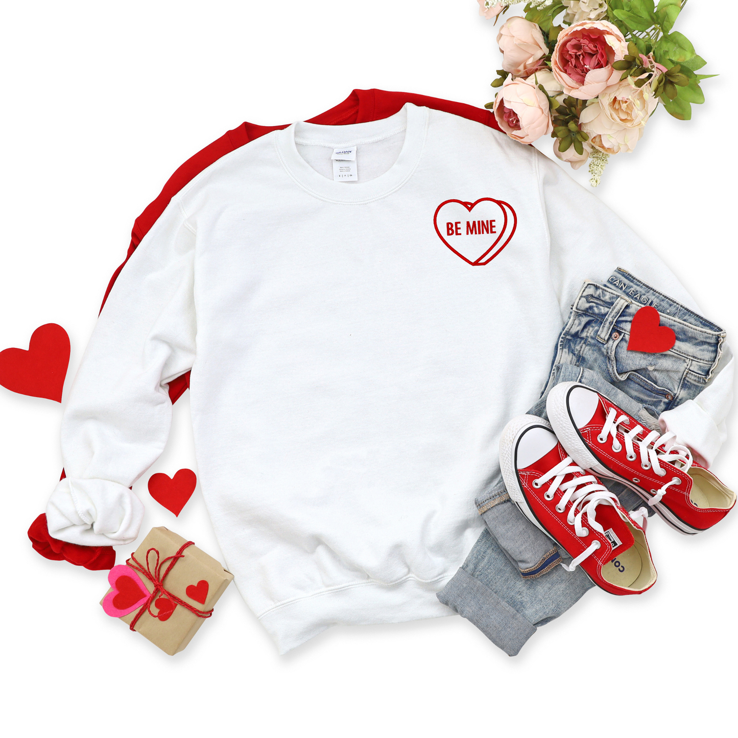 Candy Heart Sweatshirt – Personalized Embroidered Valentine Crewneck