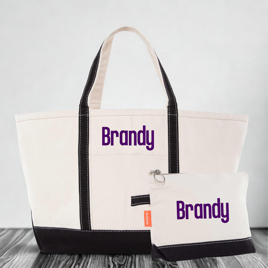 Personalized Name Tote or Cosmetic Bag – Custom Embroidered Gift, Everyday Carry Set