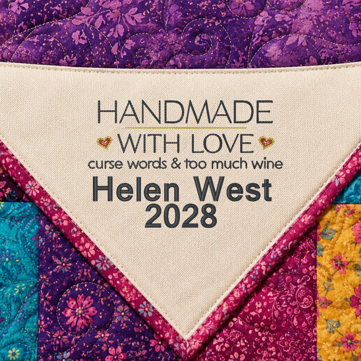 Personalized Embroidered Corner Quilt Label - Choose Your Design
