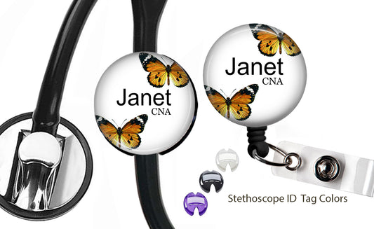 Butterfly Stethoscope and Badge Reel Set