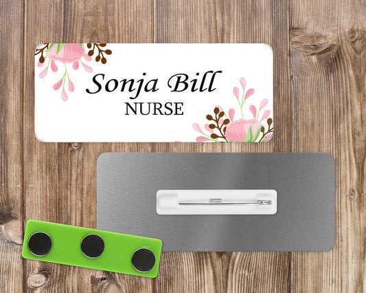 Pink Flower Name Tag