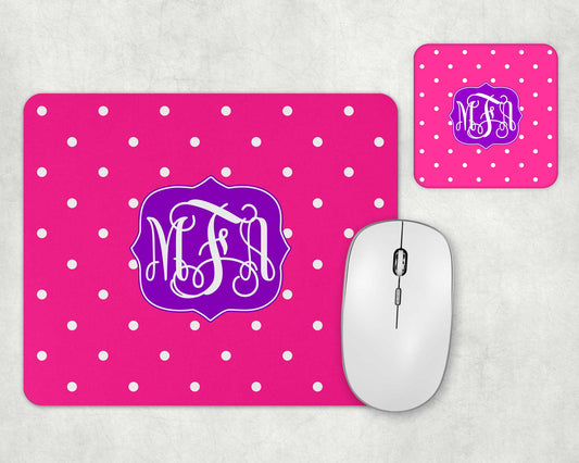 Polka Dot Mousepad and Coaster Set