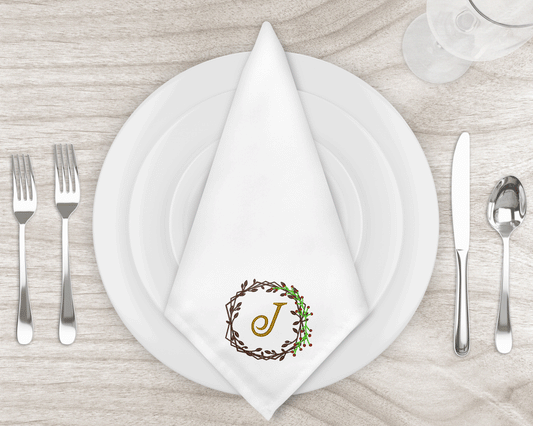 Rustic Berries Embroidered Dinner Napkins
