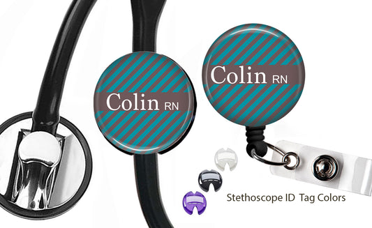 Gray & Turquoise Stethoscope and Badge Reel Set