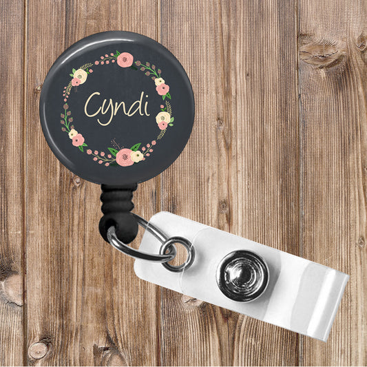 Pink Floral Badge Reel